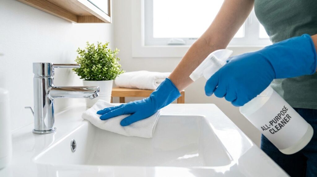 sanitize bathroom cleaning